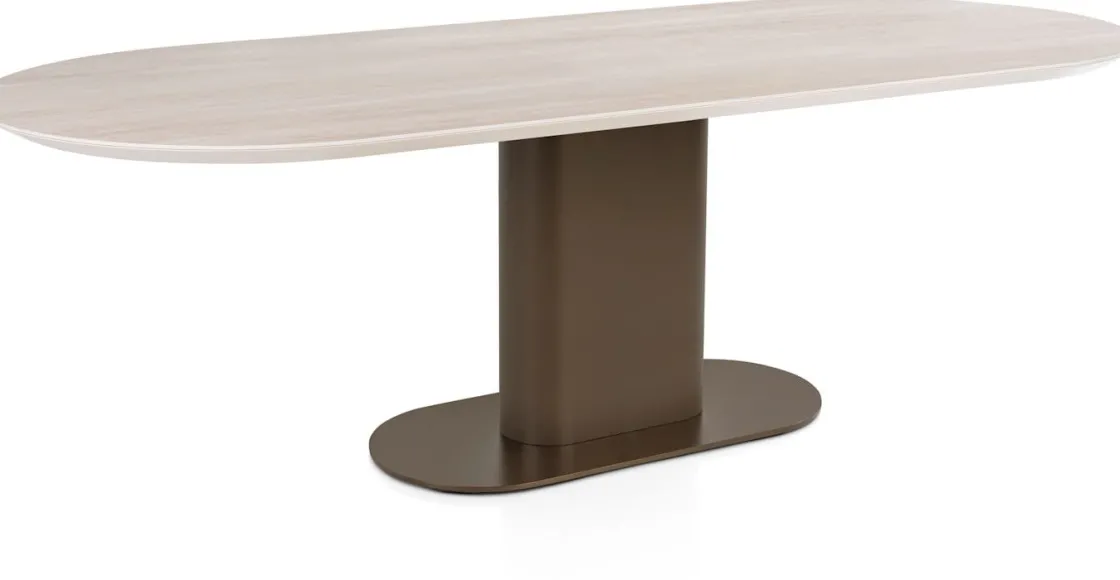 XOOON Brianto, eetkamertafel 240 x 100 cm - keramiek blad Travertin - Steel Brown^ Eettafels|Tafelconfigurator