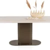 XOOON Brianto, eetkamertafel 210 x 100 cm - keramiek blad Travertin - Steel Brown^ Tafelconfigurator|Eettafels