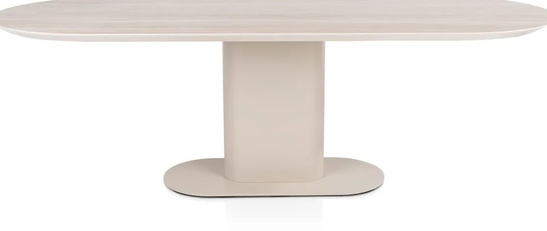 XOOON Brianto, eetkamertafel 240 x 100 cm - keramiek blad Travertin - Creme^ Eettafels|Tafelconfigurator