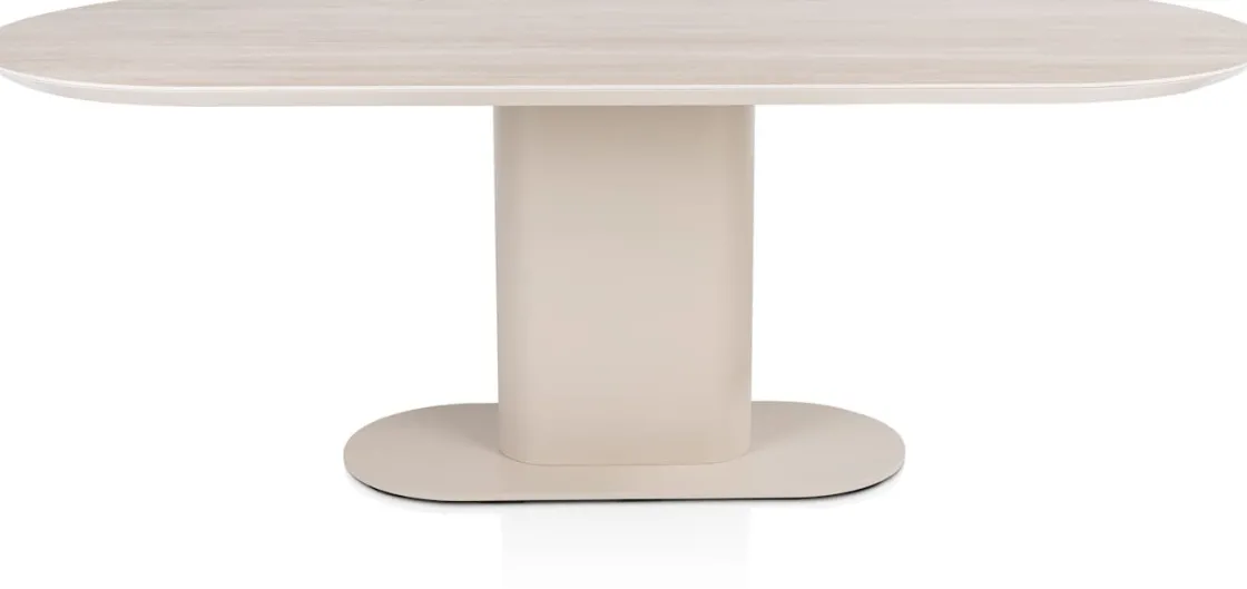 XOOON Brianto, eetkamertafel 210 x 100 cm - keramiek blad Travertin - Creme^ Tafelconfigurator|Eettafels