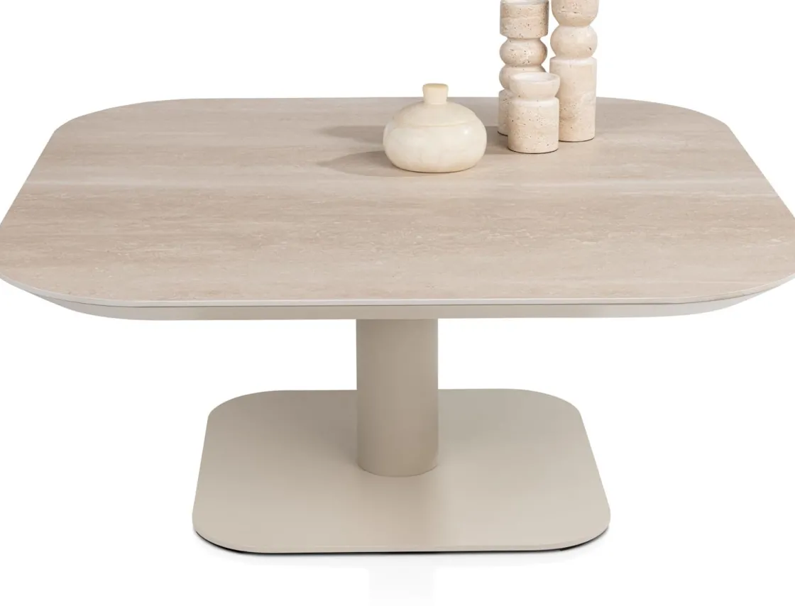 XOOON Brianto, salontafel 90 x 90 cm - keramiek blad Travertin^ Salontafels|Tafelconfigurator