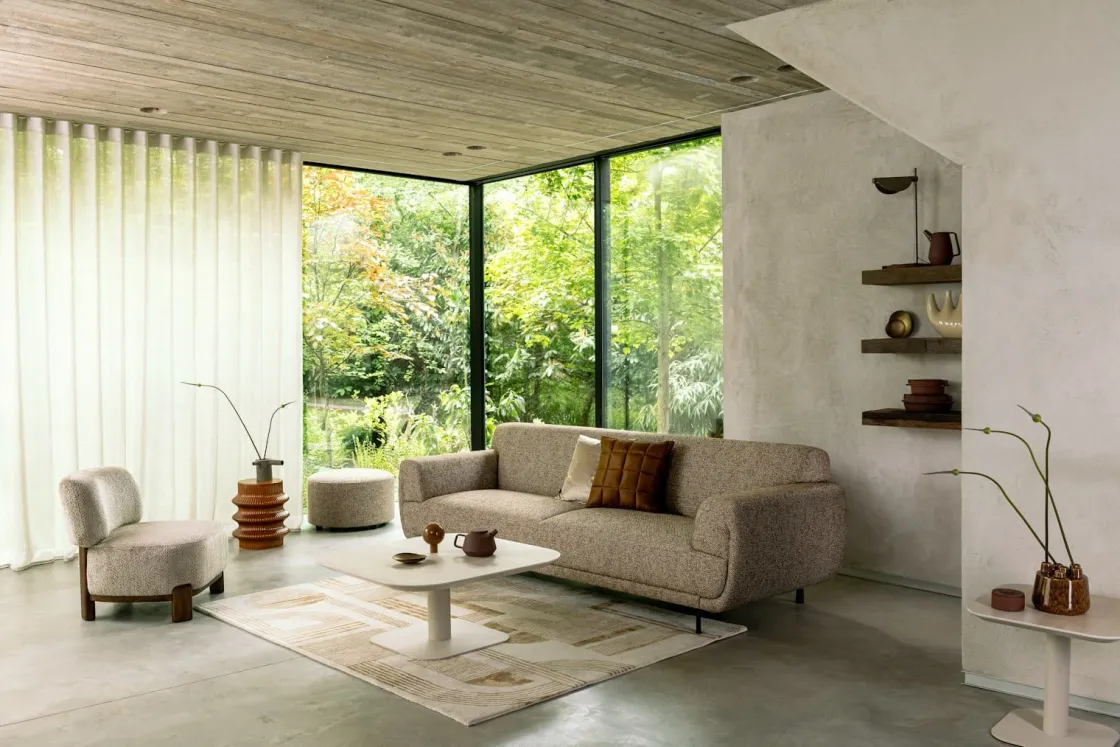 XOOON Brianto, salontafel 90 x 90 cm - keramiek blad Travertin^ Salontafels|Tafelconfigurator