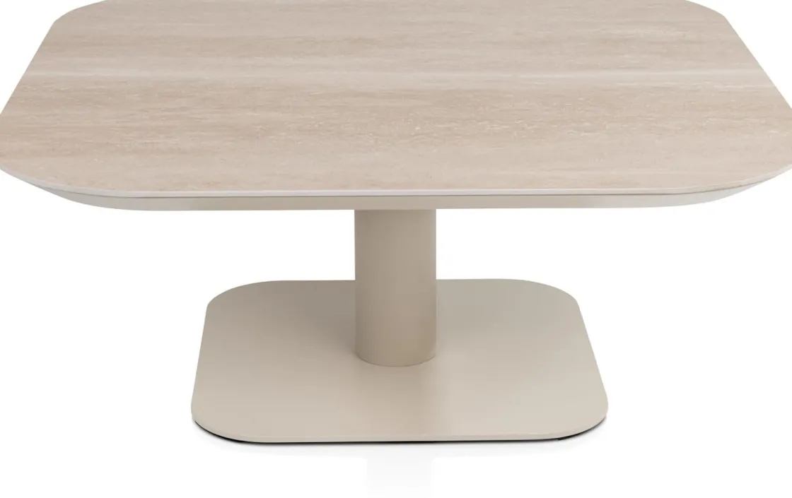 XOOON Brianto, salontafel 90 x 90 cm - keramiek blad Travertin^ Salontafels|Tafelconfigurator