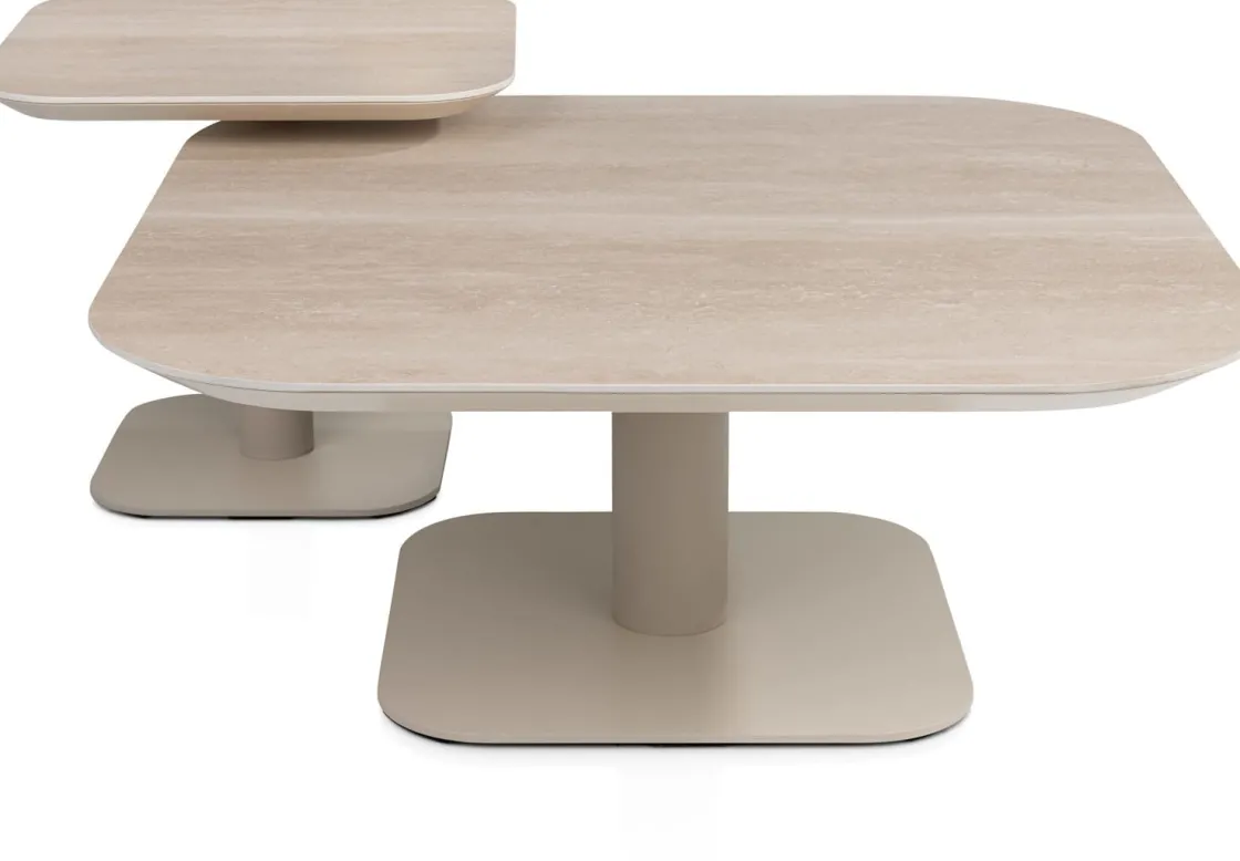 XOOON Brianto, salontafel 50 x 50 cm - keramiek blad Travertin^ Salontafels|Tafelconfigurator