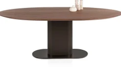 XOOON Brianza, eetkamertafel 210 x 100 cm - walnoot fineer - Steel Brown^ Tafelconfigurator|Eettafels