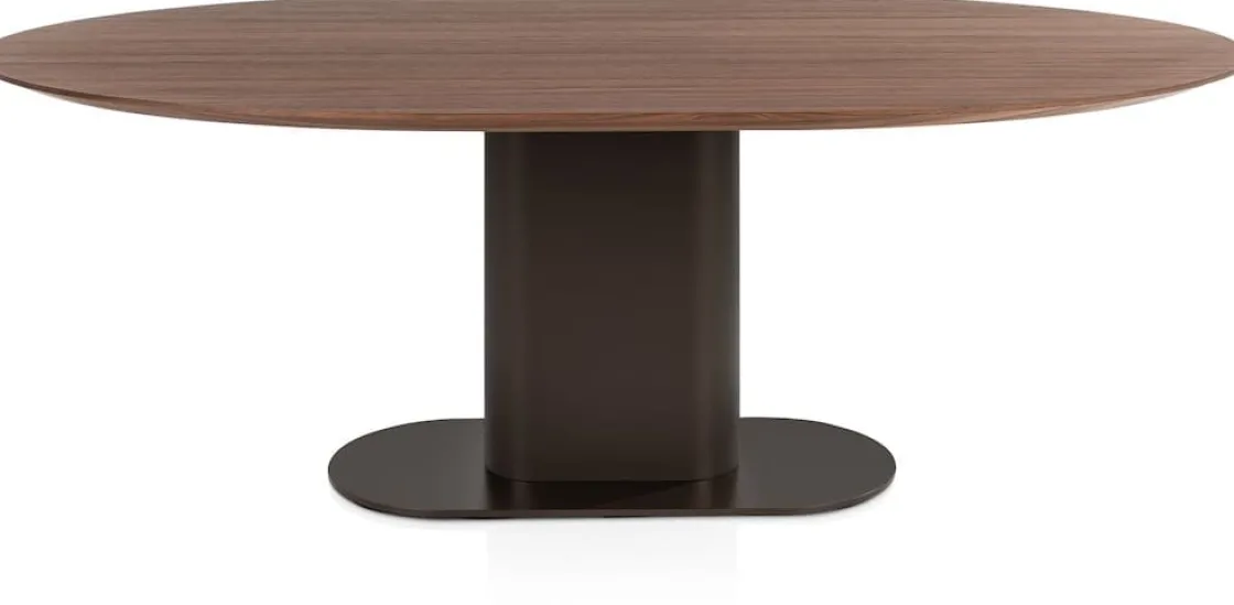 XOOON Brianza, eetkamertafel 210 x 100 cm - walnoot fineer - Steel Brown^ Tafelconfigurator|Eettafels