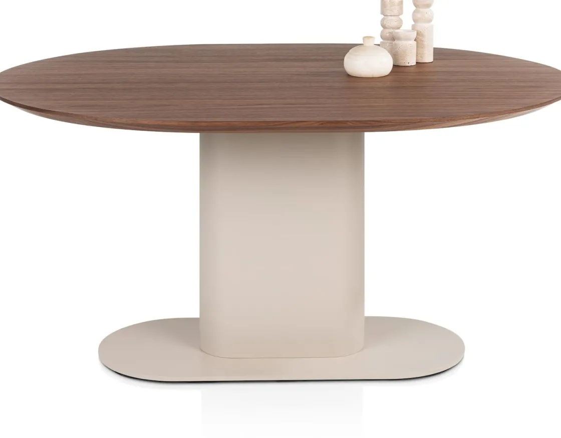 XOOON Brianza, eetkamertafel 150 x 120 cm - walnoot fineer - Creme^ Tafelconfigurator|Eettafels