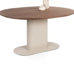 XOOON Brianza, eetkamertafel 150 x 120 cm - walnoot fineer - Creme^ Tafelconfigurator|Eettafels