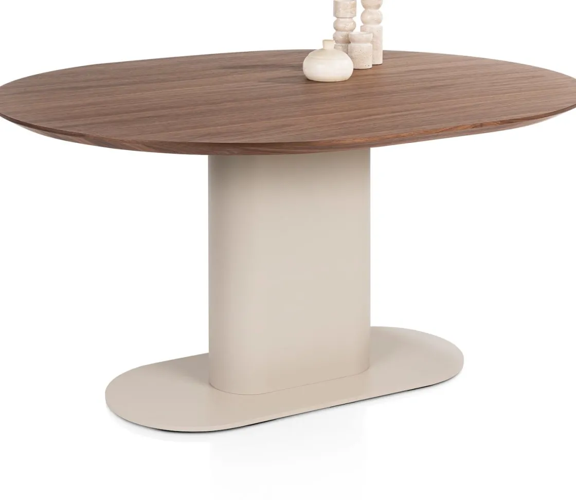 XOOON Brianza, eetkamertafel 150 x 120 cm - walnoot fineer - Creme^ Tafelconfigurator|Eettafels