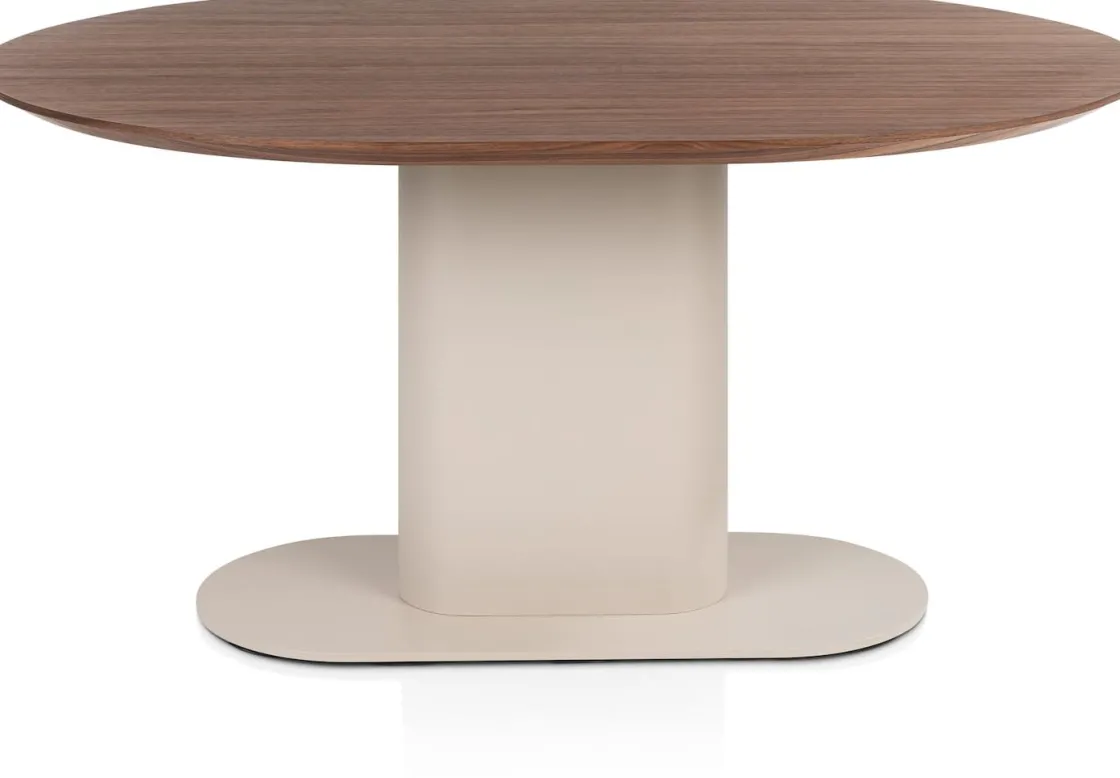 XOOON Brianza, eetkamertafel 150 x 120 cm - walnoot fineer - Creme^ Tafelconfigurator|Eettafels