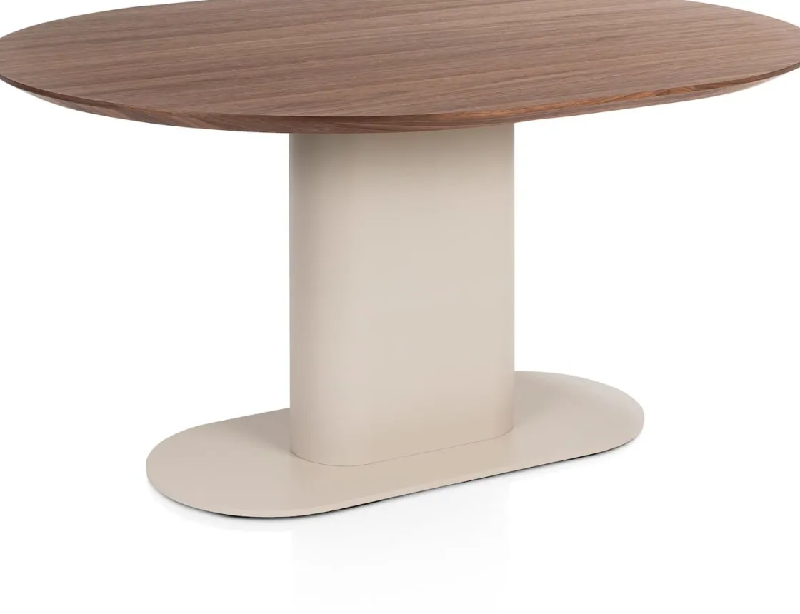 XOOON Brianza, eetkamertafel 150 x 120 cm - walnoot fineer - Creme^ Tafelconfigurator|Eettafels