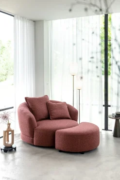 XOOON Cervos, poef/hocker bij fauteuil draaibaar groot^ Leren Fauteuils|Stoffen Fauteuils