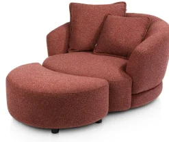 XOOON Cervos, poef/hocker bij fauteuil draaibaar groot^ Leren Fauteuils|Stoffen Fauteuils