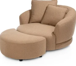 XOOON Cervos, poef/hocker bij fauteuil draaibaar groot^ Leren Fauteuils|Stoffen Fauteuils