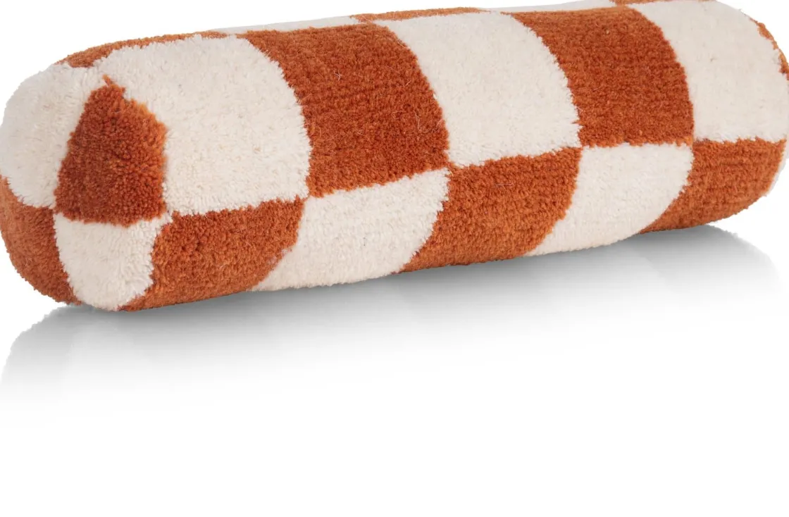 XOOON Check bolster kussen 15x50cm in kleur Koper shop je bij COCOmaison^ Woonaccessoires