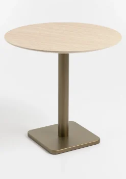 XOOON COCOmaison, Brest bistrotafel Travertine D80cm - Goud^ Woonaccessoires|Eettafels