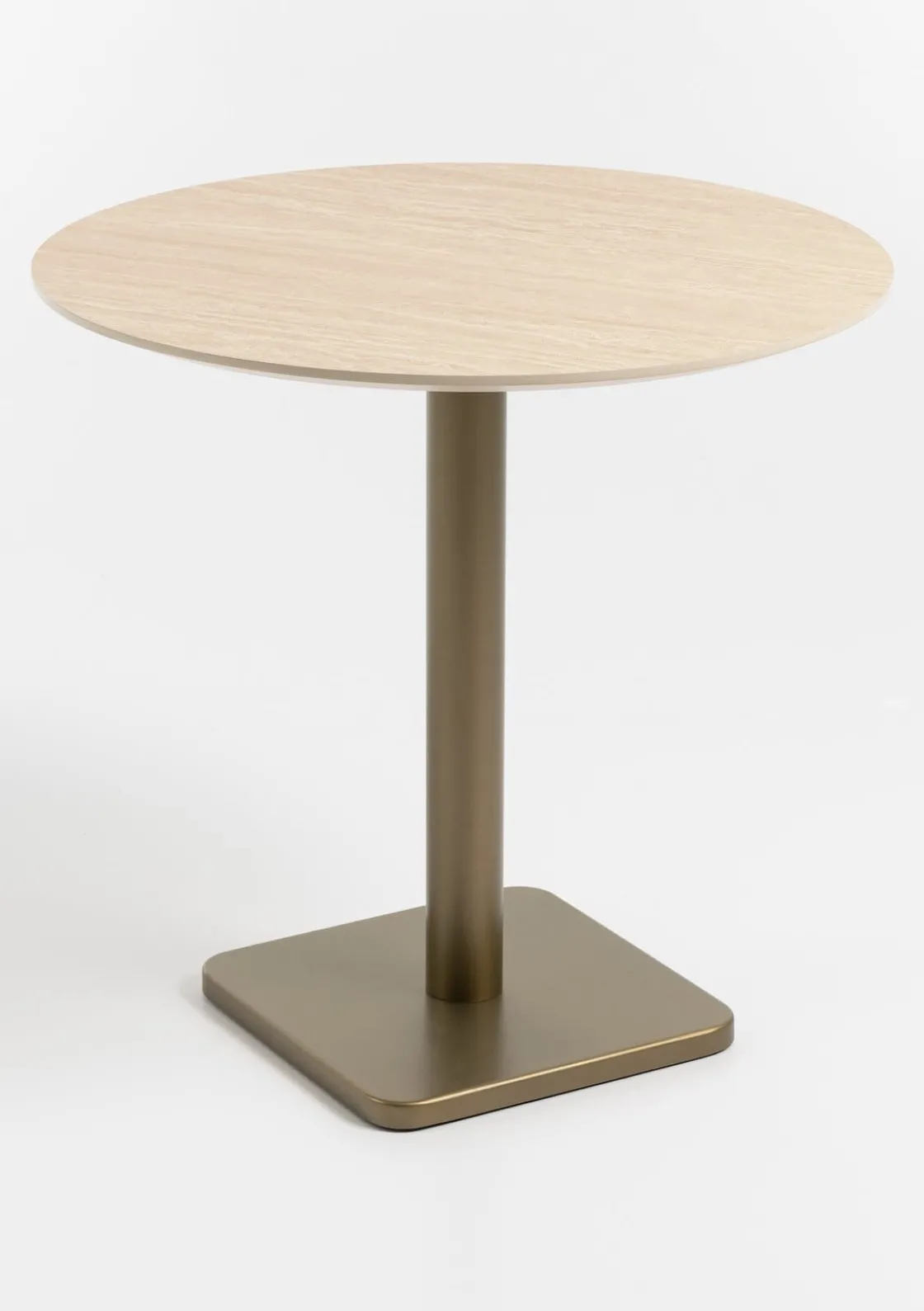 XOOON COCOmaison, Brest bistrotafel Travertine D80cm - Goud^ Woonaccessoires|Eettafels