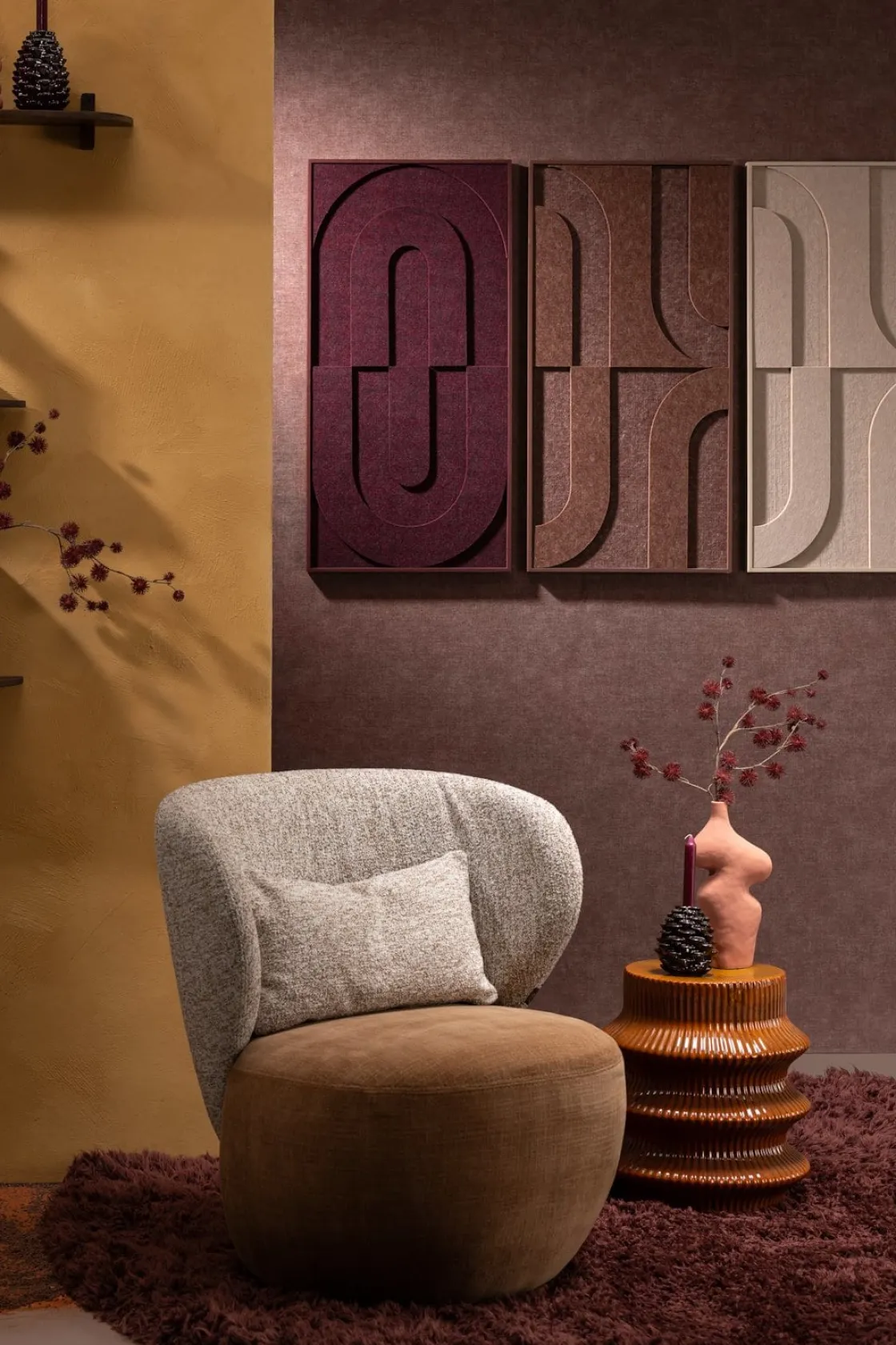 XOOON COCOmaison, Jace schilderij 48x96cm - Bordeaux^ Woonaccessoires|Wanddecoraties