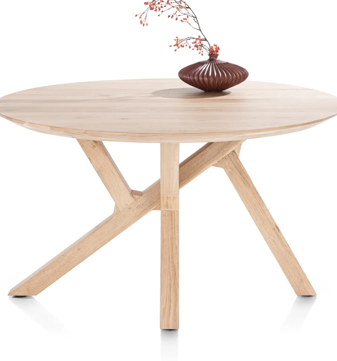 XOOON COSENZA eetkamertafel rond 130 cm - naturel eiken^ Tafelconfigurator|Eettafels