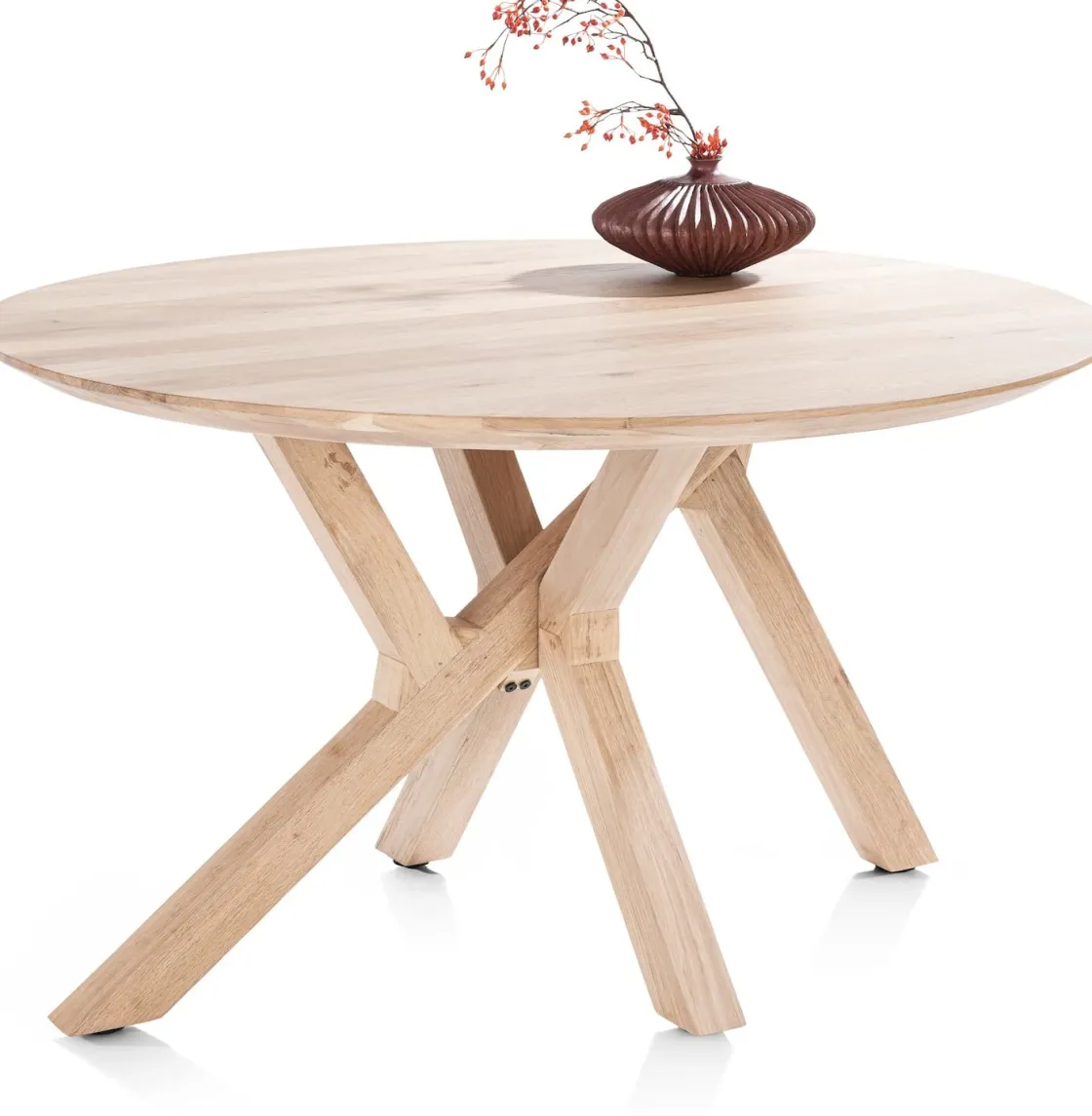 XOOON COSENZA eetkamertafel rond 130 cm - naturel eiken^ Tafelconfigurator|Eettafels