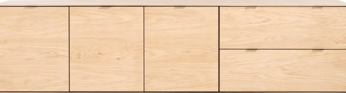 XOOON Elements 3-deurs eikenfineer dressoir met lades 240cm^ Dressoirs
