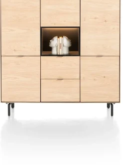 XOOON Elements, dressette 150 cm - 5-deuren + 2-laden + 1-niche + led incl. metalen poten - natural^ Bergkasten