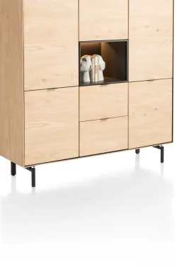 XOOON Elements, dressette 150 cm - 5-deuren + 2-laden + 1-niche + led incl. metalen poten - natural^ Bergkasten