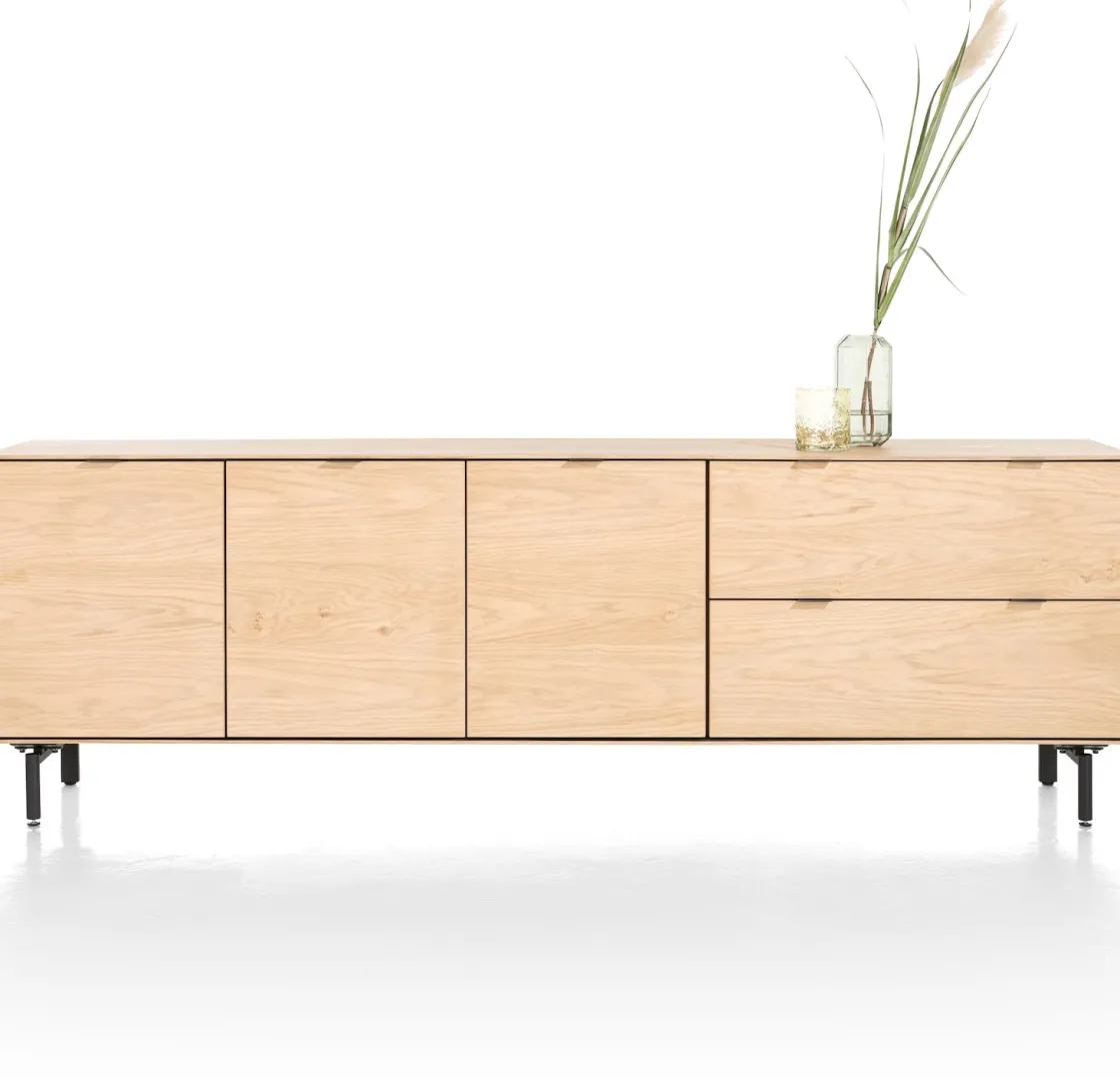 XOOON Elements, dressoir 240 cm - 3-deuren + 2-laden incl. metalen poten - natural^ Dressoirs