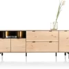 XOOON Elements, dressoir 210 cm. - 3-deuren + 2-laden + 3-niches + led incl. metalen poten - natural^ Dressoirs