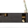 XOOON Elements, dressoir 240 cm. - 3-deuren + 2-laden + 5-niches + led incl. metalen poten - Onyx^ Dressoirs