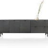 XOOON Elements, dressoir 240 cm - 3-deuren + 2-laden incl. metalen poten - Onyx^ Dressoirs