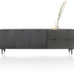 XOOON Elements, dressoir 240 cm - 3-deuren + 2-laden incl. metalen poten - Onyx^ Dressoirs