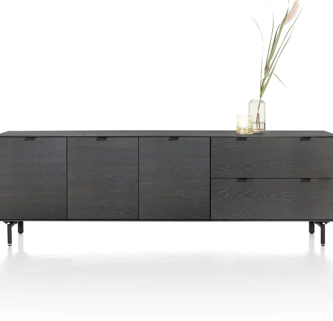 XOOON Elements, dressoir 240 cm - 3-deuren + 2-laden incl. metalen poten - Onyx^ Dressoirs