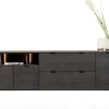 XOOON Elements, dressoir 210 cm. - 3-deuren + 2-laden + 3-niches + led incl. metalen poten - Onyx^ Dressoirs