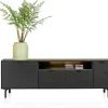 XOOON Elements, lowboard 180 cm. - hang + 1-deur + 1-lade + klep + 1-niche + led incl. metalen poten - Onyx^ Dressoirs|Tv-Meubelen