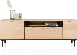 XOOON Elements, lowboard 180 cm. - hang + 1-deur + 1-lade + klep + 1-niche + led incl. metalen poten - natural^ Tv-Meubelen|Dressoirs