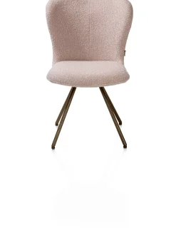XOOON Ethan, eetkamerstoel - draaibaar steelbrown - 4-poot - stof Cloudy - Roze^ Eetkamerstoelen