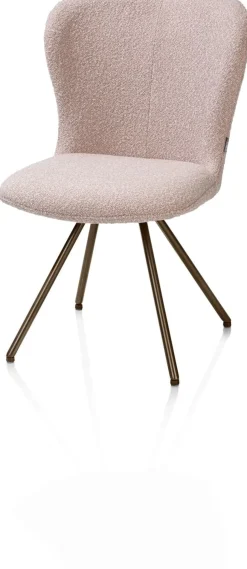 XOOON Ethan, eetkamerstoel - draaibaar steelbrown - 4-poot - stof Cloudy - Roze^ Eetkamerstoelen