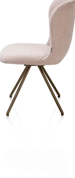 XOOON Ethan, eetkamerstoel - draaibaar steelbrown - 4-poot - stof Cloudy - Roze^ Eetkamerstoelen