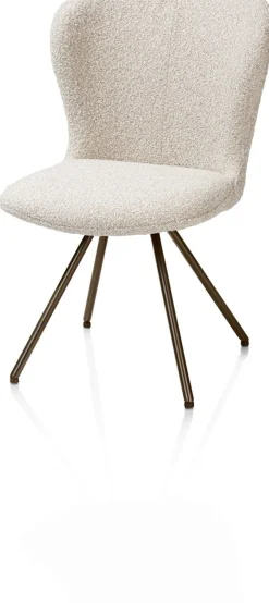 XOOON Ethan, eetkamerstoel - draaibaar steelbrown - 4-poot - stof Cloudy - beige^ Eetkamerstoelen