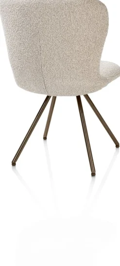 XOOON Ethan, eetkamerstoel - draaibaar steelbrown - 4-poot - stof Cloudy - beige^ Eetkamerstoelen