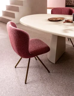 XOOON Ethan, eetkamerstoel - draaibaar steelbrown - 4-poot - stof Cloudy - koper^ Eetkamerstoelen