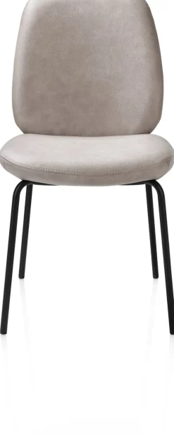 XOOON Fae, eetkamerstoel - 4-pootjes rough off black - stof Pala - Lichtgrijs^ Eetkamerstoelen
