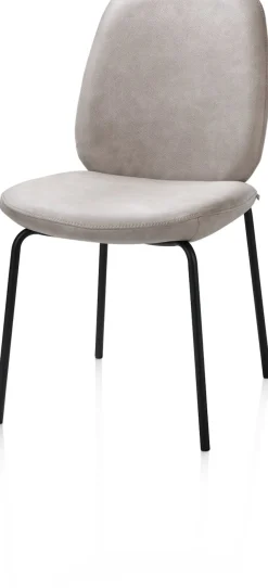 XOOON Fae, eetkamerstoel - 4-pootjes rough off black - stof Pala - Lichtgrijs^ Eetkamerstoelen