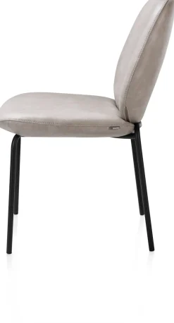 XOOON Fae, eetkamerstoel - 4-pootjes rough off black - stof Pala - Lichtgrijs^ Eetkamerstoelen