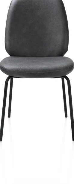 XOOON Fae, eetkamerstoel - 4-pootjes rough off black - stof Pala - Antraciet^ Eetkamerstoelen