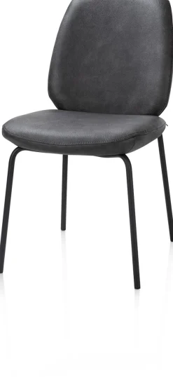 XOOON Fae, eetkamerstoel - 4-pootjes rough off black - stof Pala - Antraciet^ Eetkamerstoelen
