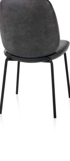 XOOON Fae, eetkamerstoel - 4-pootjes rough off black - stof Pala - Antraciet^ Eetkamerstoelen