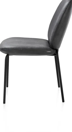 XOOON Fae, eetkamerstoel - 4-pootjes rough off black - stof Pala - Antraciet^ Eetkamerstoelen