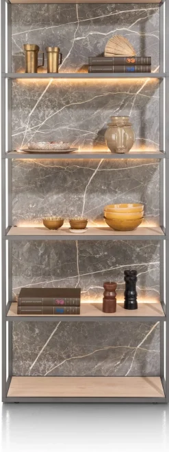 XOOON HELSINKI boekenkast 80 cm - 5-niches (+ LED) - eiken look^ Bergkasten|Boekenkasten